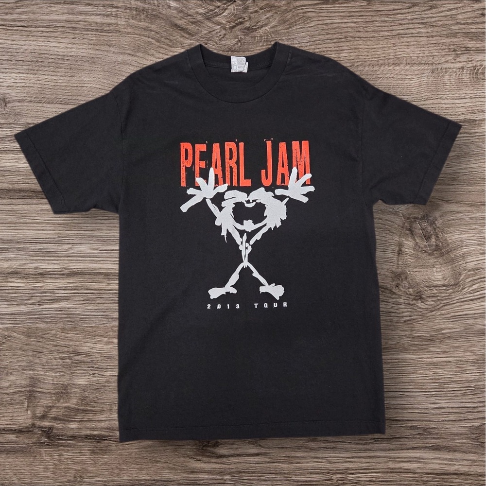 Pearl Jam 2013 AAA Lightning Bolt Tour Shirt Mens L Black Stickman Concert Tee